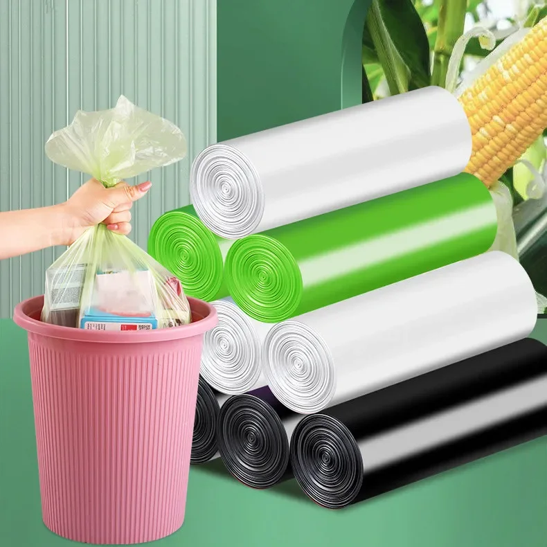 Biodegradable Bin Liner - 100枚入り生分解性ゴミ袋 分別用使い捨て清掃キッチン用でんぷん分解性ゴミ袋 環境に優しい
