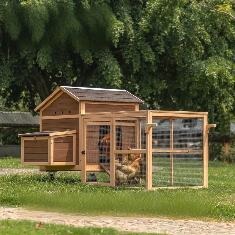 Sustainable Living Walla Walla - 大型で持続可能な木製鶏小屋、屋外用、雨よけ、日よけ、二重壁、保温性のある飼育ケージ（リビングルーム用）