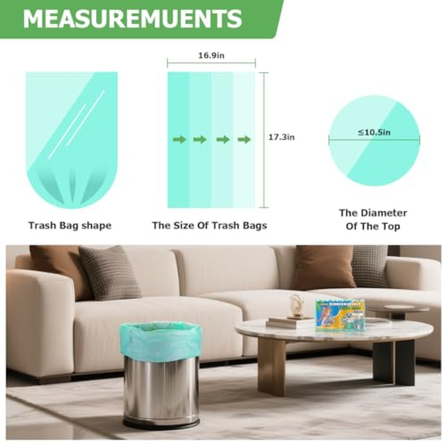 2ガロンミニグリーンゴミ袋 - 浴室用小型ゴミ袋 100枚入 - Biodegradable Bin Liner のレビューと価格