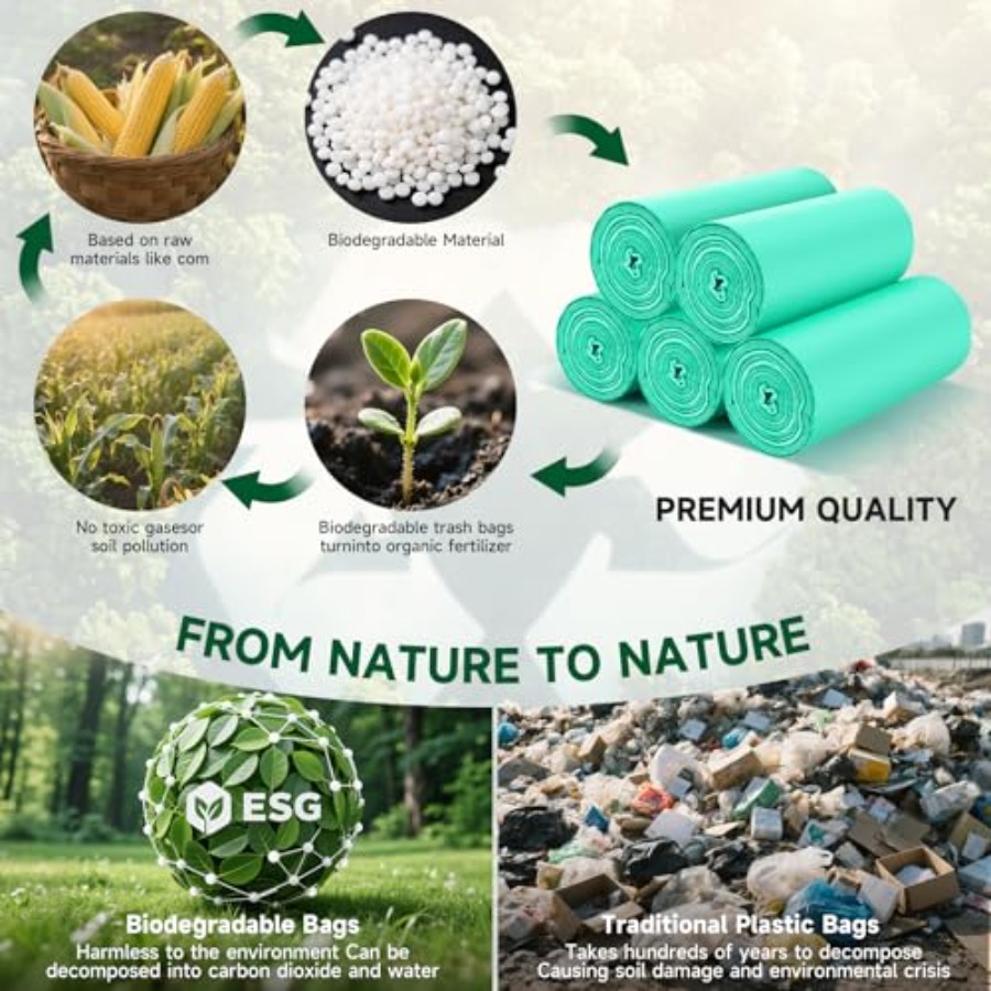 2ガロンミニグリーンゴミ袋 - 浴室用小型ゴミ袋 100枚入 - Biodegradable Bin Liner のレビューと価格